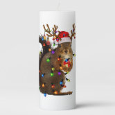 Reindeer Puzzled Funny Christmas Character Pillar Candle