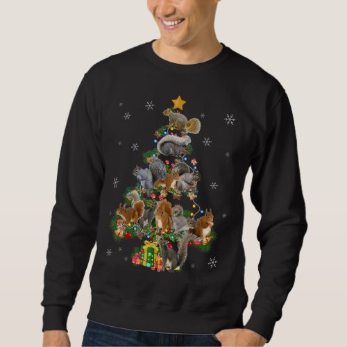 Funny Squirrel Christmas Tree Squirrel Lover Xmas  Sweatshirt