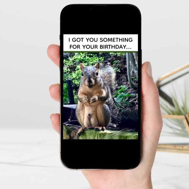 Funny Squirrel Deez Nuts Adult Humor Birthday Card (Front Digital)