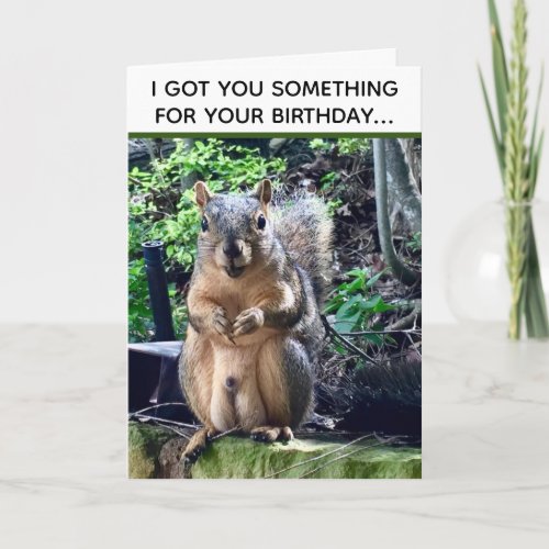 Funny Squirrel Deez Nuts Inappropriate Birthday Card
