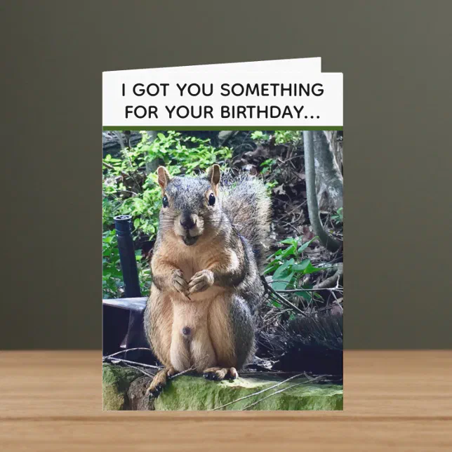 Funny Squirrel Deez Nuts Inappropriate Birthday Card 