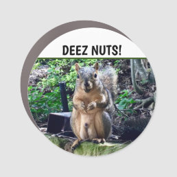 Funny Squirrel Deez Nuts Inappropriate Humor Photo Car Magnet