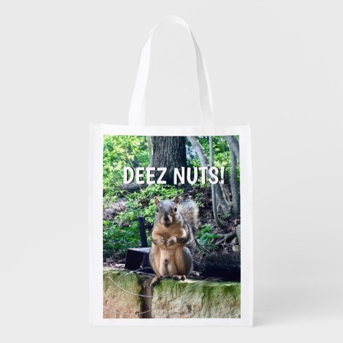 Funny Squirrel Deez Nuts Inappropriate Humor Photo Grocery Bag