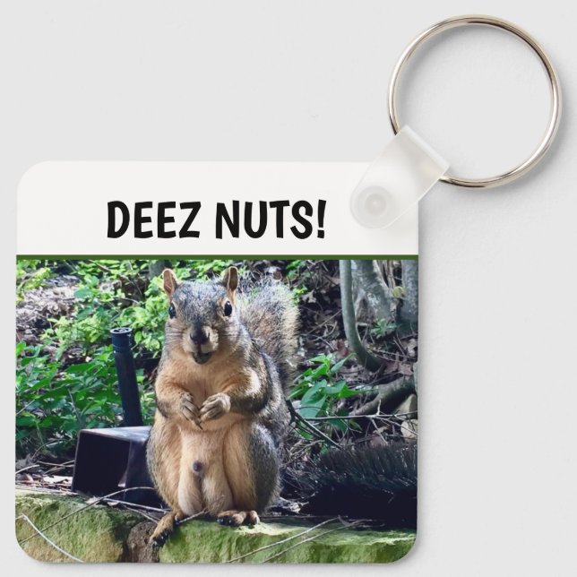 Funny Squirrel Deez Nuts Inappropriate Humor Photo Keychain | Zazzle