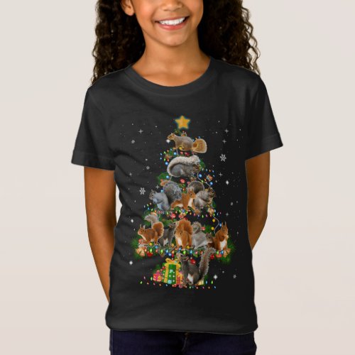 Funny Squirrel Dog Christmas Tree Squirrel Lover X T_Shirt
