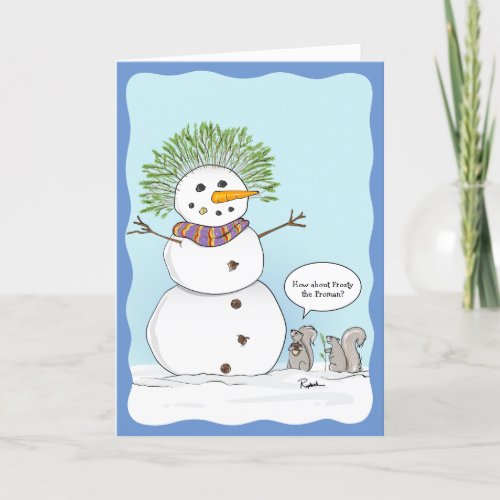 Funny Squirrel Frosty Christmas Holiday Card