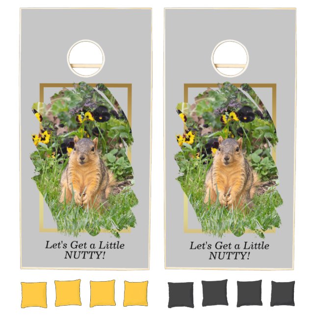 Funny Squirrel Get Nutty Quote Cornhole Set (Set)
