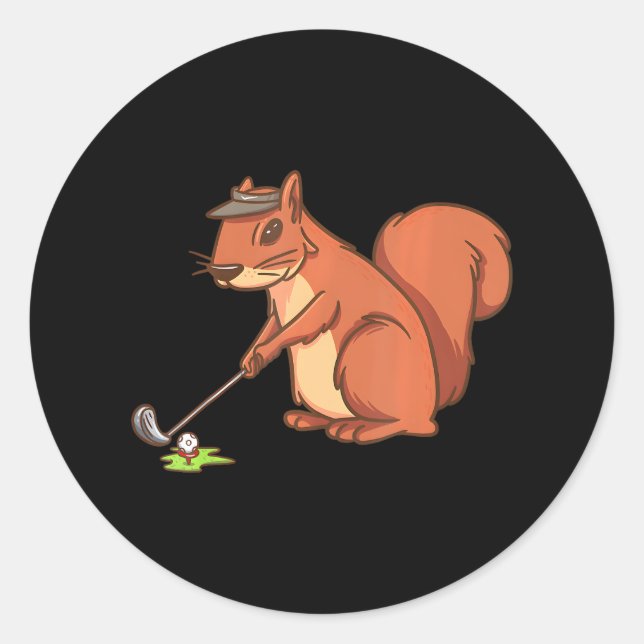 Funny Squirrel Golf Ball s for Golfer Classic Round Sticker (Front)