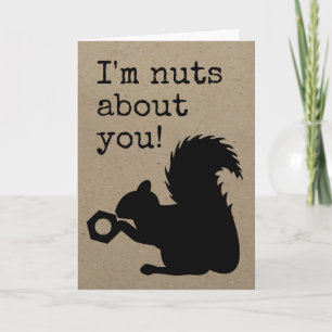 Funny squirrel I'm nuts about you! Kraft paper Holiday Card
