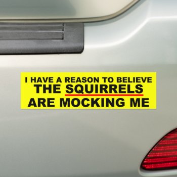 Funny Squirrel Joke Bumper Sticker by AardvarkApparel at Zazzle