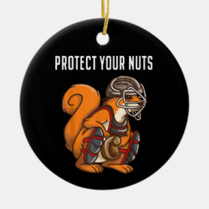 Funny Squirrel Lover Baseball Catcher Gift Boys Gi Ceramic Ornament