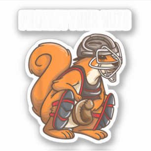 Funny Squirrel Lover Baseball Catcher Gift Boys Gi Sticker
