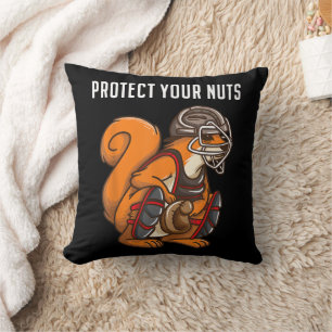 Funny Squirrel Lover Baseball Catcher Gift Boys Gi Throw Pillow