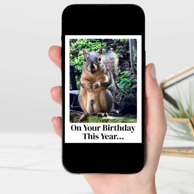 Funny Squirrel Nuts Joke Adult Humor Birthday Card (Front Digital)