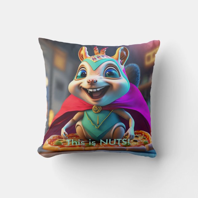 Funny Squirrel Nuts Pizza Cushion (Front)