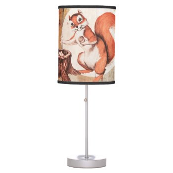 Funny Squirrel On Wood Table Lamp by parisjetaimee at Zazzle