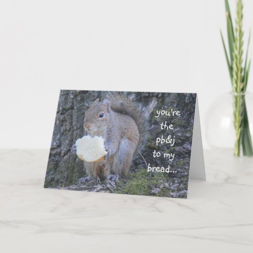 Funny Squirrel pbj to my bread i miss you card