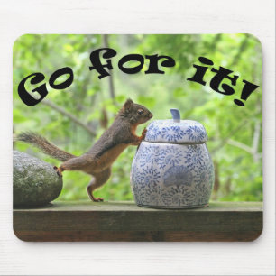Funny Squirrel Picture ~ Go For It! Mouse Pad