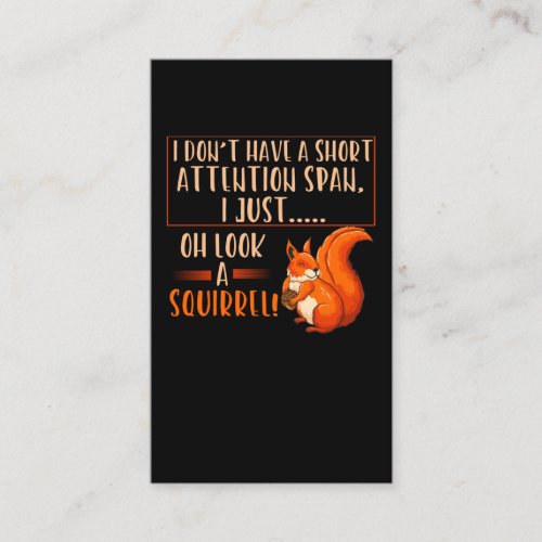 Funny Squirrel Short Attention Men Women Squirrels Business Card