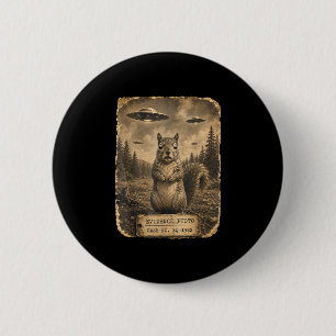 Funny squirrel ufo evidence photo alien humor button