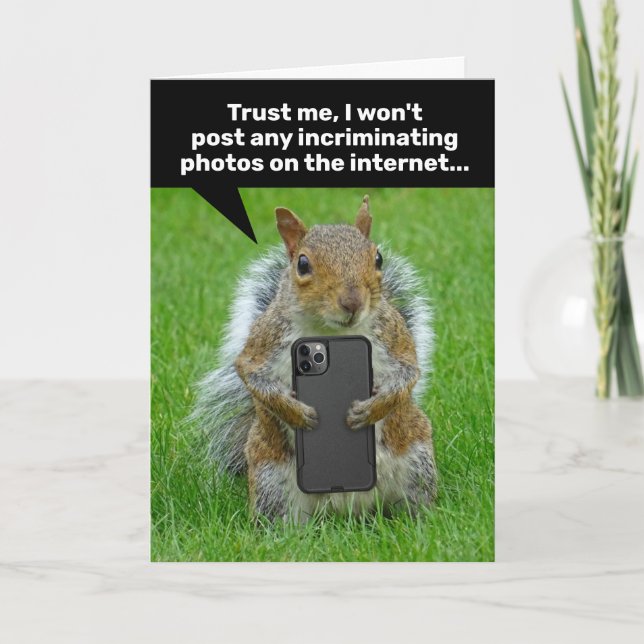 Funny Squirrel With Cell Phone Taking Pics Card (Front)