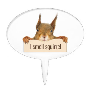 Funny Squirrel with Personalized Text Banner Cake Topper