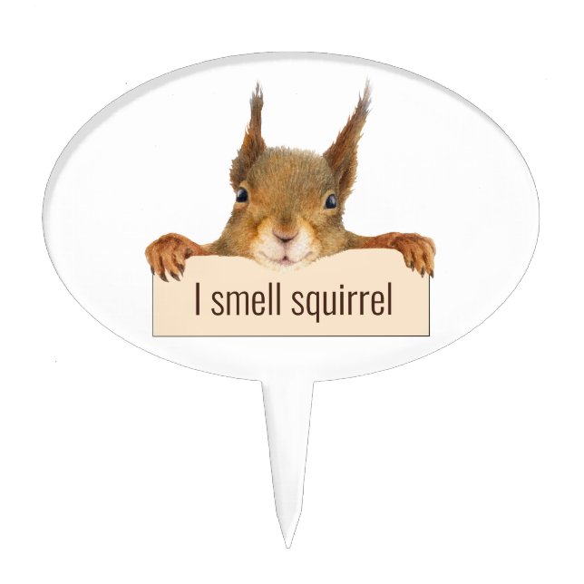 Funny Squirrel with Personalized Text Banner Cake Topper (Front)