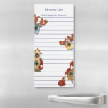 Funny Squirrels Grocery List Magnetic Notepad<br><div class="desc">This funny grocery list magnetic notepad features your favorite furry squirrel friends and humorous text that reads, Don't forget the birdseed. If you have squirrels at your house, you know that the birdseed you buy for your sweet birds always gets eaten by the squirrels first! This is a funny gift...</div>