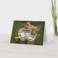 Funny Squirrels In Canoe In Life jackets Birthday