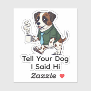 Funny  St. Bernard Dog Business Suit Coffee  Sticker