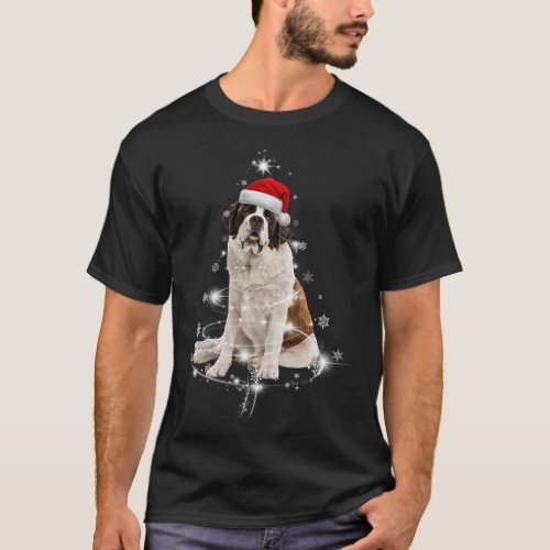 Funny St Bernard Santa Merry Christmas Tree Xmas C T_Shirt