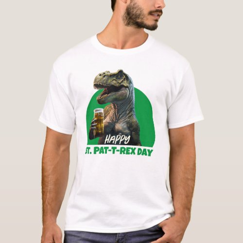 Funny St Pat_T_Rex Celebration Beer_Loving Dino T T_Shirt
