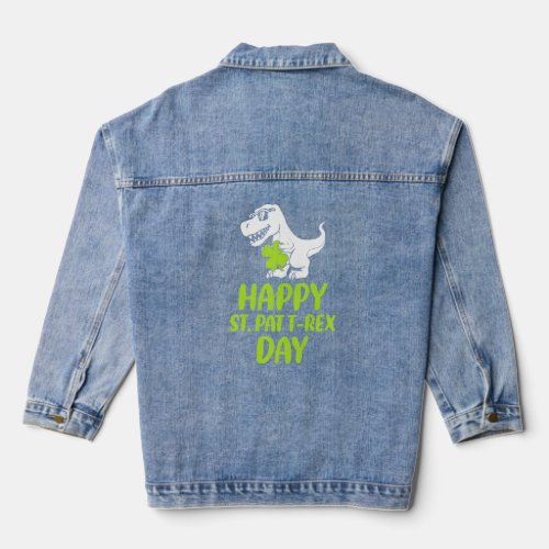 Funny St Pat Trex Day Dino St Patricks Day Toddler Denim Jacket