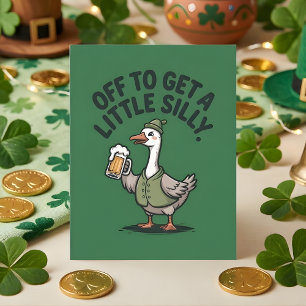 Funny St Patrick Days Silly Goose Beer Holiday Card