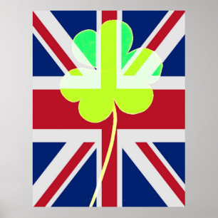 Funny St. Patrick Flag British Irish Shamrock Poster