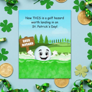 Funny St. Patrick’s Day Golf with Golf Ball Beer  Postcard