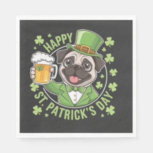 Funny St. Patrick�s Day Pug with Beer Mug Napkins