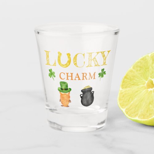 Funny St Patrick watercolor lucky Charm Shot Glass
