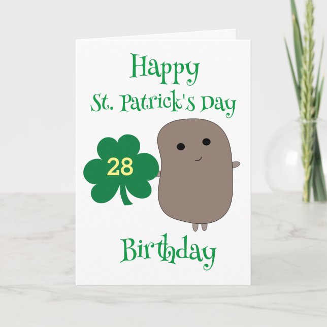 Funny St. Patrick's Day 28th Birthday Card (Front)