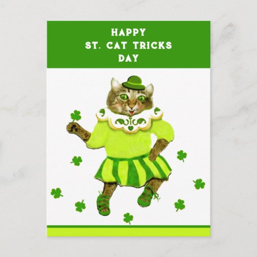 Funny St Patricks Day Cat Postcard