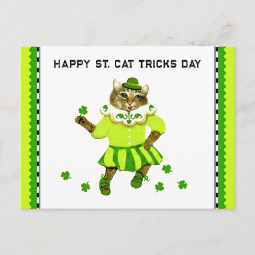 Funny St Patricks Day Cat Postcard