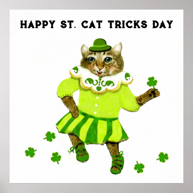 Funny St. Patrick's Day Cat Poster (Front)