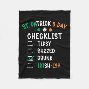 Funny St Patricks Day Checklist 2  Fleece Blanket
