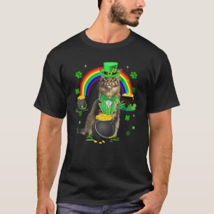 Funny St. Patrick's Day Cute Cat Leprechaun Shamro T-Shirt