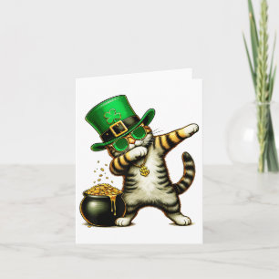 Funny St Patricks Day Dabbing Cat St Paddy Family Card