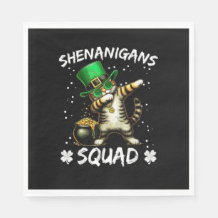 Funny St Patricks Day Dabbing Cat St Paddy Shenani Napkins