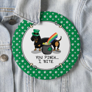 Funny St. Patrick's Day Dachshund (black & tan) Button