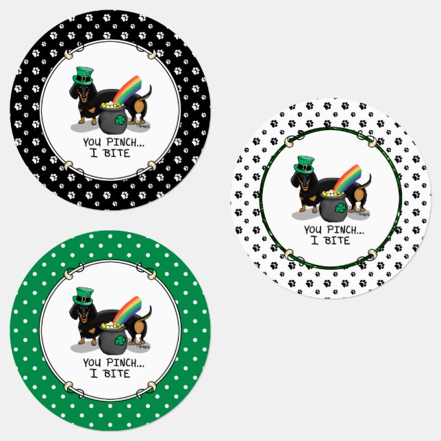 Funny St. Patrick's Day Dachshund (black & tan) Labels (Group)