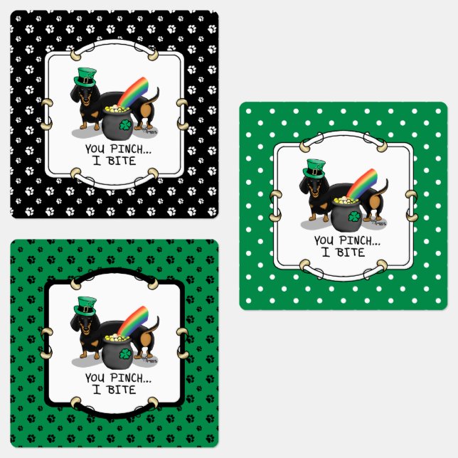 Funny St. Patrick's Day Dachshund (black & tan) Labels (Group)