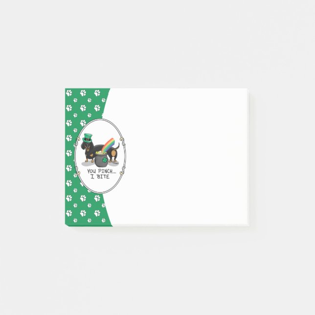 Funny St. Patrick's Day Dachshund (black & tan) Post-it Notes (Front)